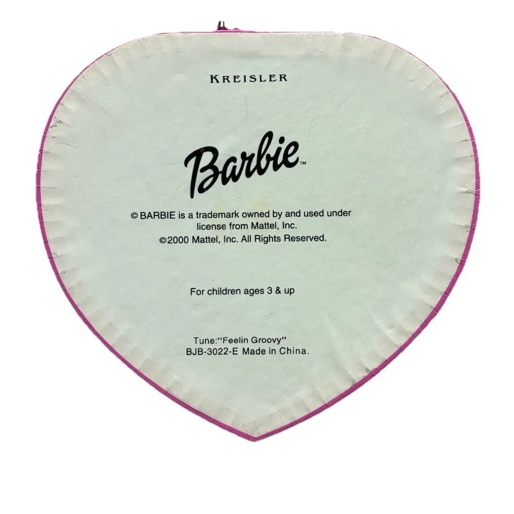 Vintage Barbie Spinning Wind-up Music Box Pink Heart Feelin Groovy Mattel *flaw‎